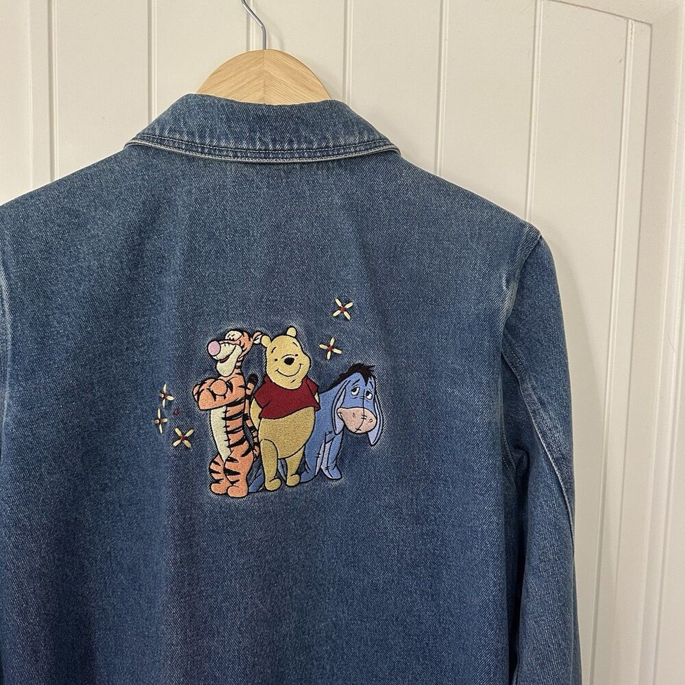 Vintage Winnie Pooh Disney Jacket Chore Embroidered Denim Size Medium Y2K - Picture 4 of 8